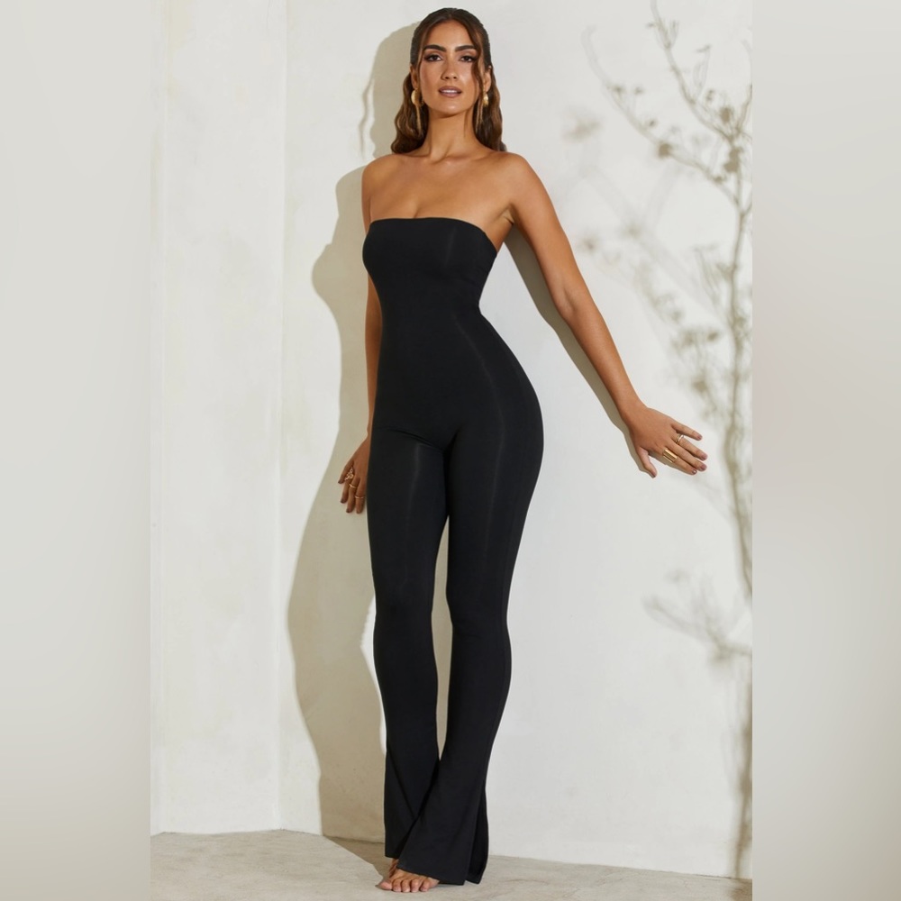 NWT Oh Polly Jamila Strapless Flared Hem Jumpsuit